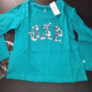 New Gap Long Sleeve Shirt With Floral GAP Logo Size 4